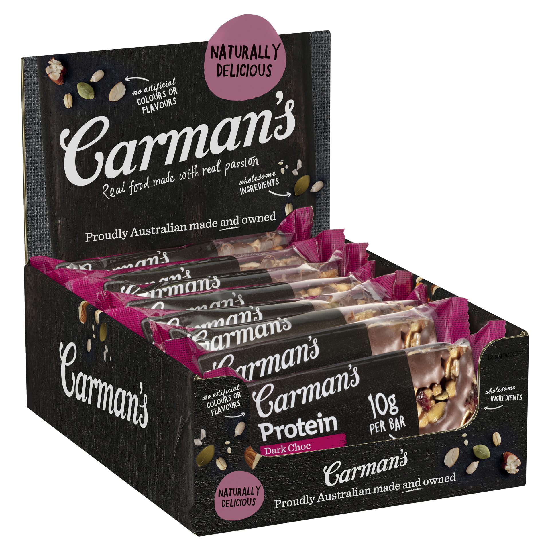Dark Choc & Cranberry Protein Bars 12 x 40g
